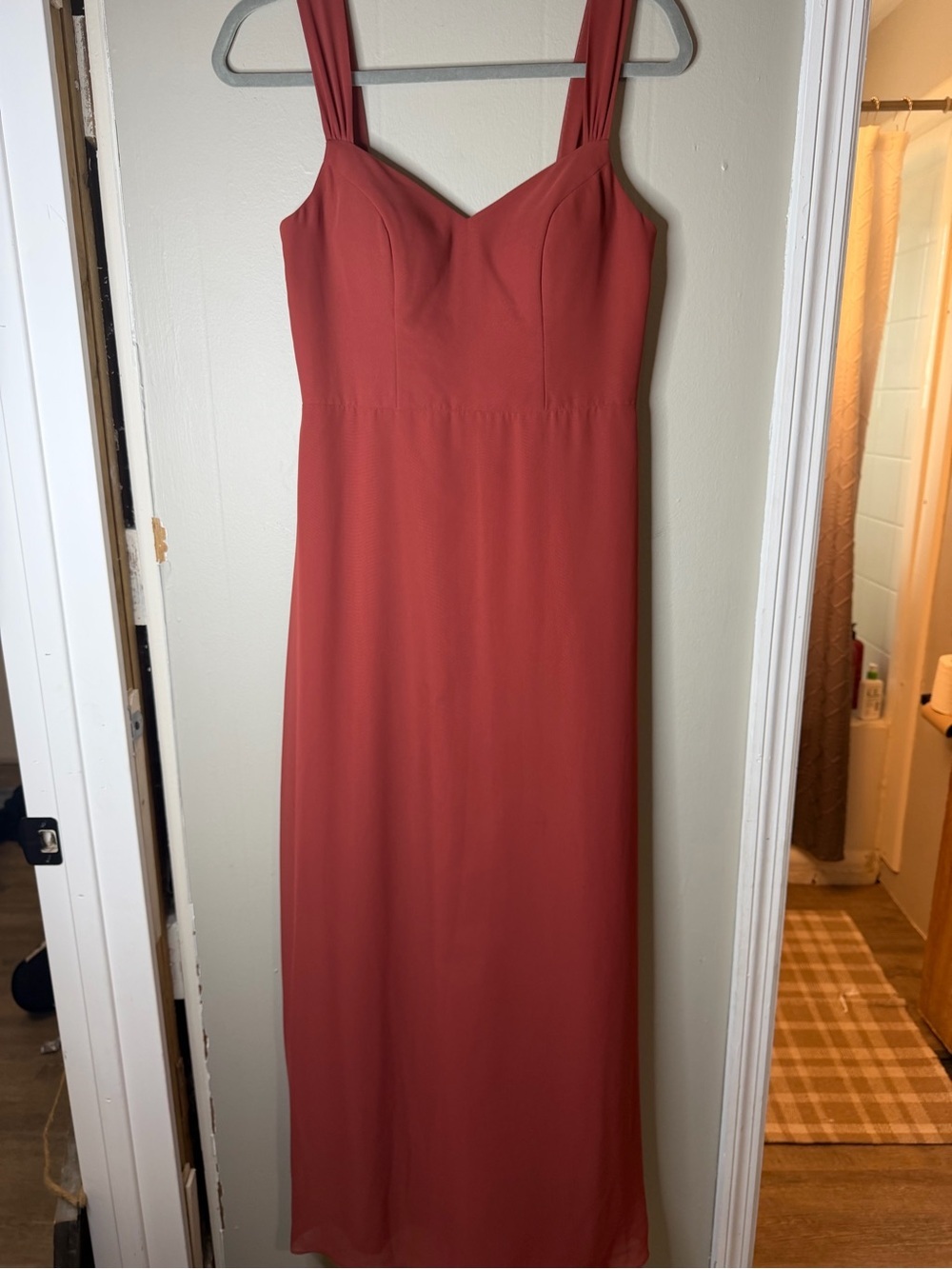 Azazie Terracotta Chiffon Bridesmaid Formal Maxi Dress Custom Small